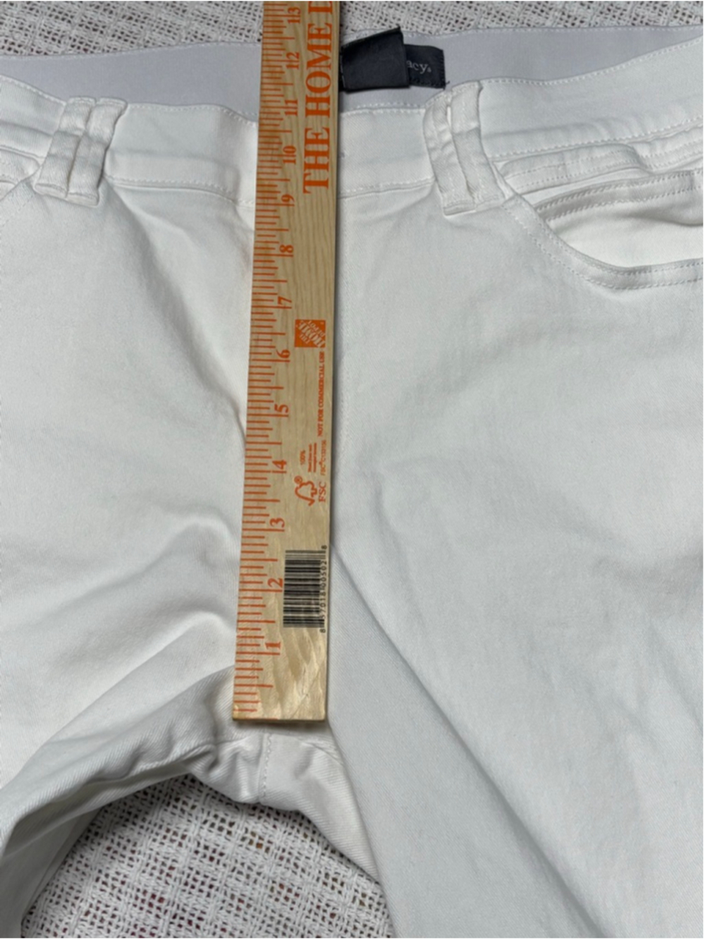 Democracy Ab' Technology Optic White Scalloped Fray Hem Crop Flare Jeans SZ 14 - Picture 7 of 9